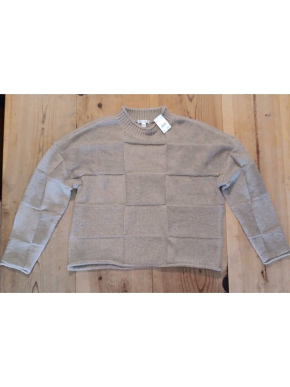 Versona Womens 2XL Pullover Sweater Tight Knit Tan Basket Weave Mock Neck NWT